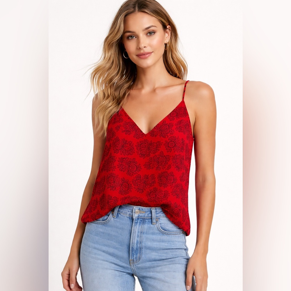 LOFT Scarlet Tank Top with Floral Design
